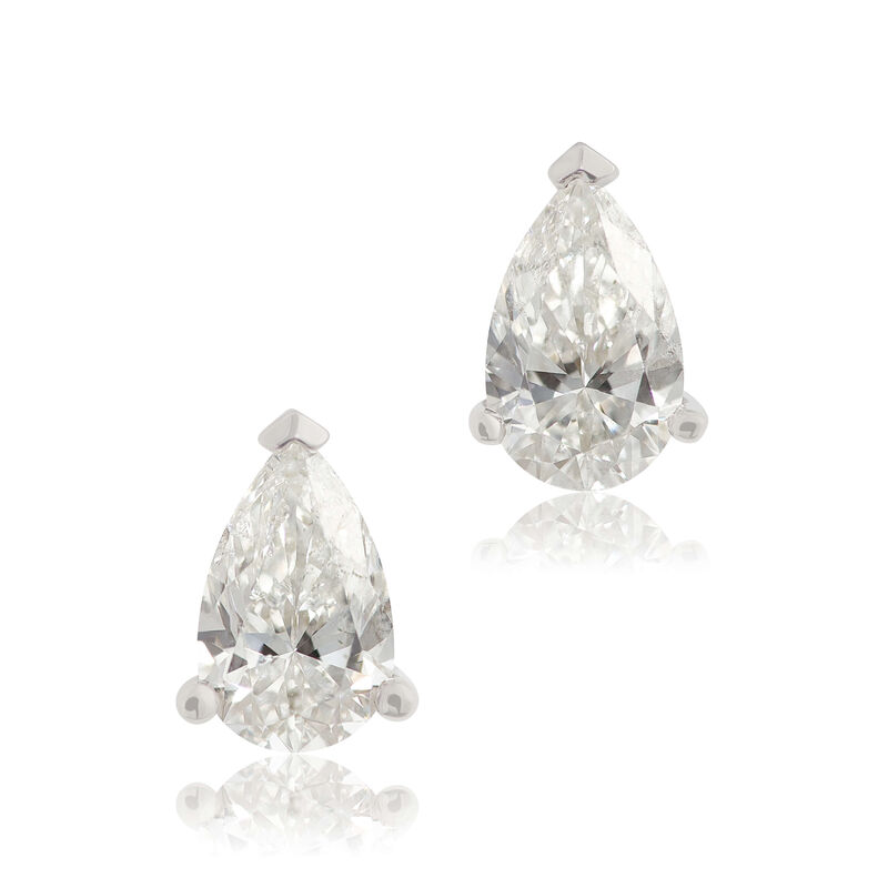 Pear Diamond Solitaire Stud Earrings 14K, 1 ctw. image number 1