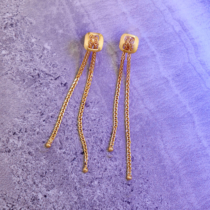 Wheat Chain Tassel Earrings 14K image number 3