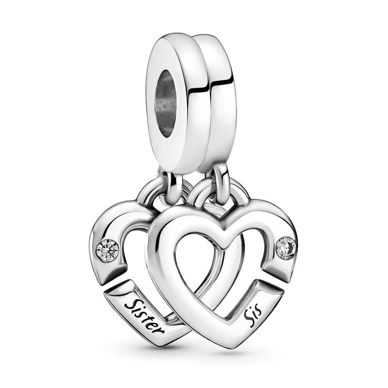 Pandora Linked Sister Hearts CZ Split Dangle Charm image number 0