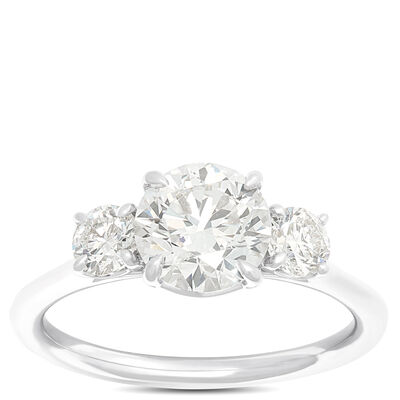 Classic Round Diamond Engagement Ring, 2 Carat Total Weight  18K White Gold