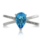 Criss Cross Blue Topaz & Diamond Ring 14K