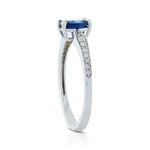 Emerald Cut Sapphire & Diamond Ring 14K