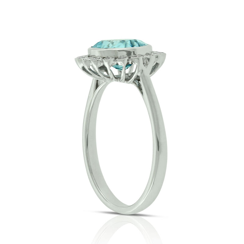 Blue Zircon & Diamond Ring 14K image number 2
