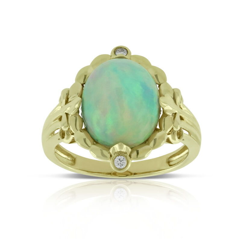 Opal & Diamond Ring 14K image number 0