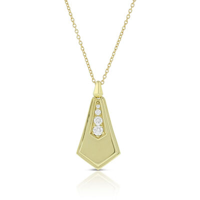 Jade Trau for Ben Bridge Signature Diamond Solid Shield Necklace 18K