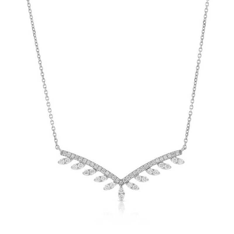 Diamond Drops "V" Necklace 14K image number 0