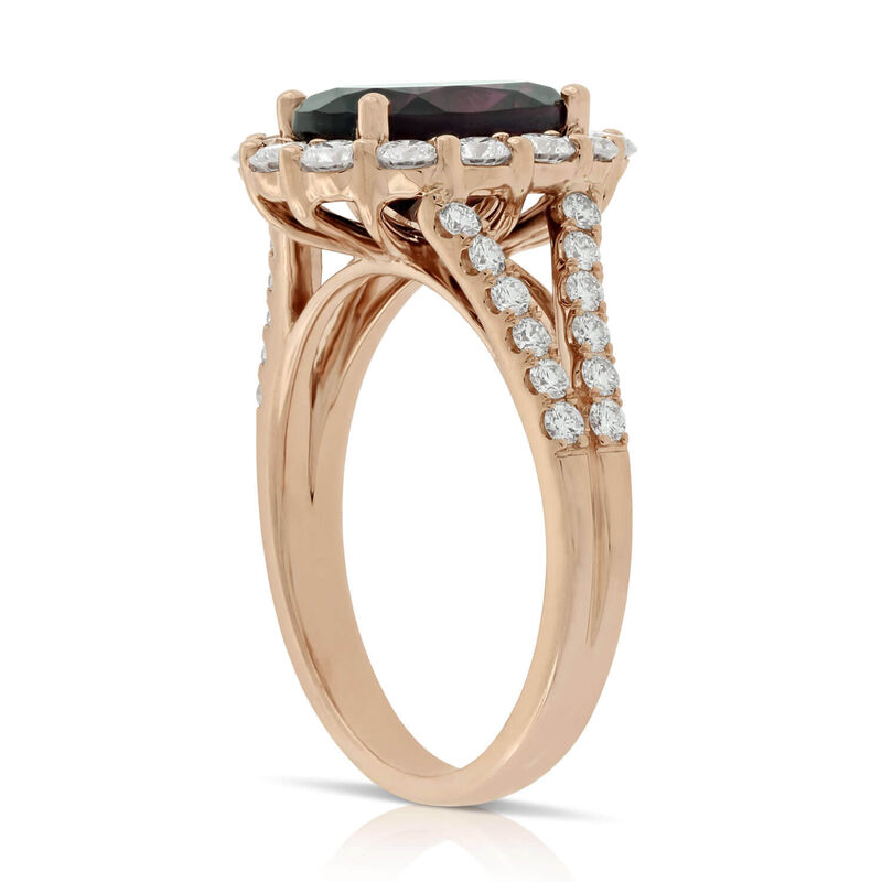 Rose Gold Rhodolite Garnet & Diamond Ring 14K image number 3