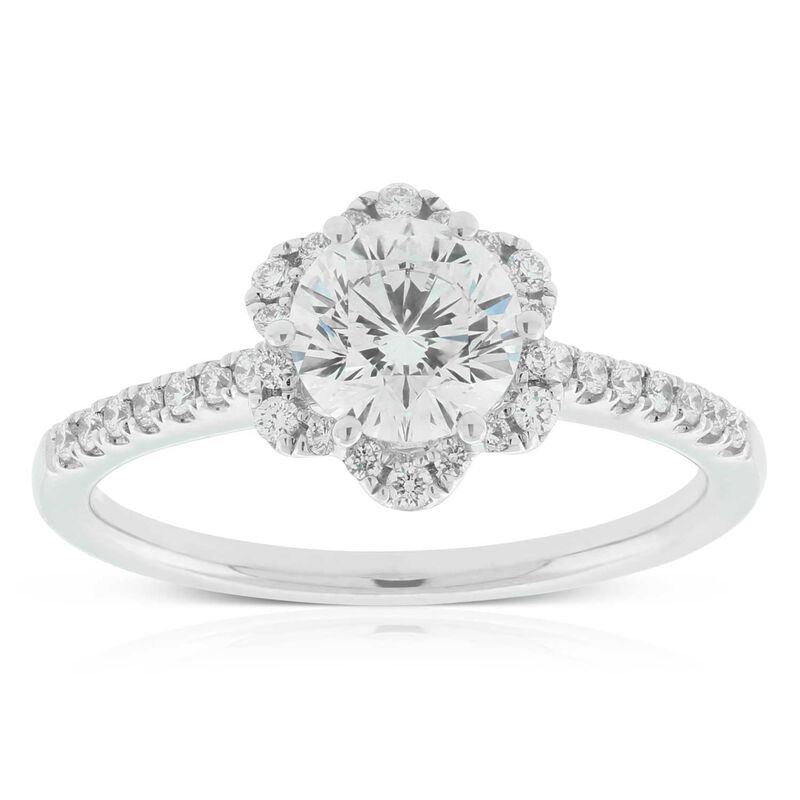 Ben Bridge Signature Diamond Floral Halo Ring 18K, 1 ct. Center image number 0