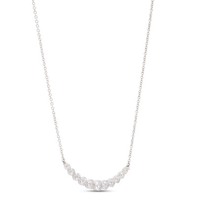 Round Diamond in Graduated Sizes Necklace, 14K White Gold