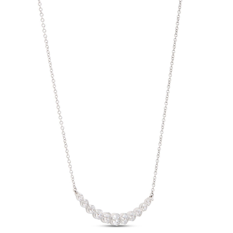 Round Diamond in Graduated Sizes Necklace, 18K White Gold image number 2