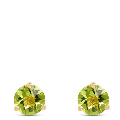 Classic Round Peridot Studs, 14K Yellow Gold