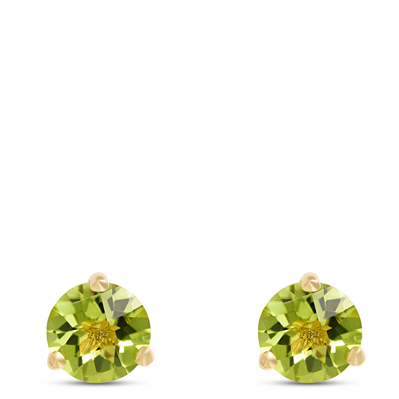 Classic Round Peridot Studs, 14K Yellow Gold image number 0