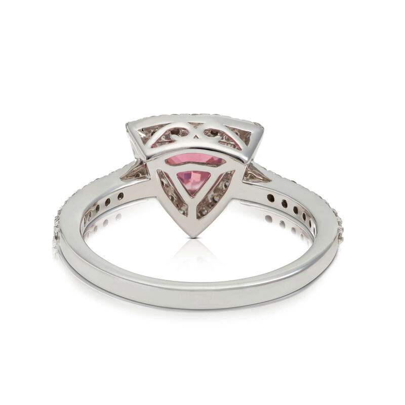 Trillion Pink Spinel & Diamond Ring 14K image number 2