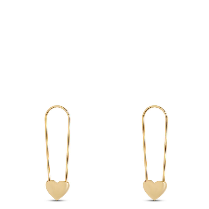 Heart Shaped Pin Hoops, 14K Yellow Gold image number 0