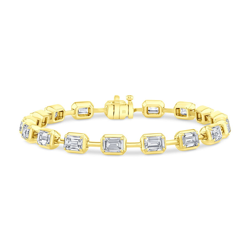 Rahaminov Emerald Cut Diamond Bracelet, 18K Yellow Gold image number 0