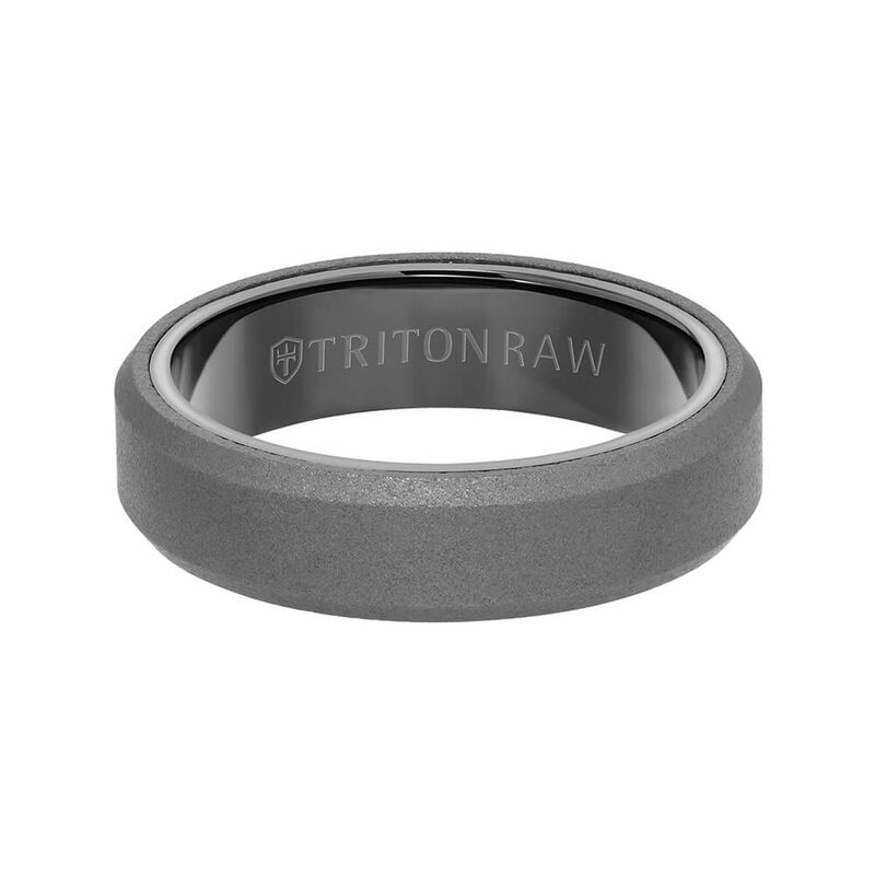 TRITON RAW Comfort Fit Sandblasted Matte Finish Bevel Edge Band in Tungsten, 6 mm image number 1