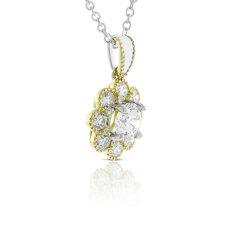 Ben Bridge Signature Diamond Two-Tone Floral Necklace 18K image number 1