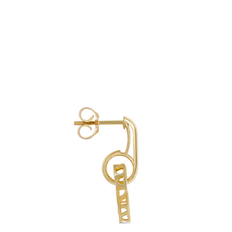 Fluted Heart Earrings with Diamond Cut Edge, 14K Yellow Gold image number 1