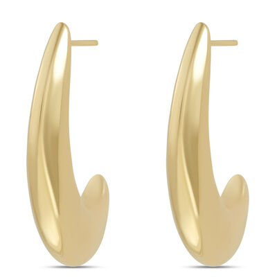 Toscano Sculpted Half Hoop Earrings, 14K Yellow Gold