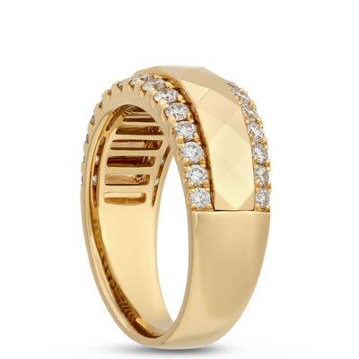 Classic Three-Row Round Diamond Ring, &frac34; Carat Total Weight, 14K Yellow Gold