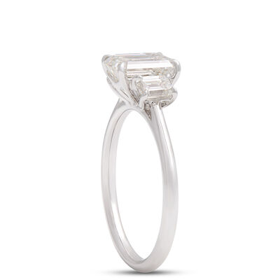 Emerald Cut Diamond Engagement Ring, 2 Carat Total Weight  18K White Gold