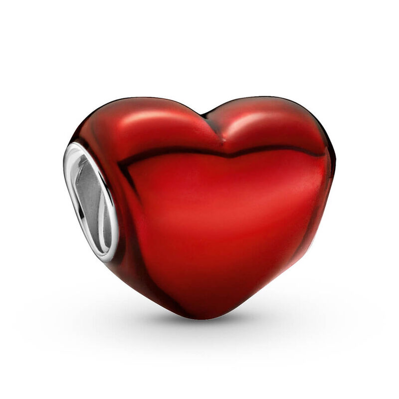 Pandora Metallic Red Heart Enamel Charm image number 1