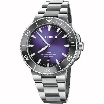Oris Aquis Date Taste of Summer Purple Dial Watch, 43.5mm