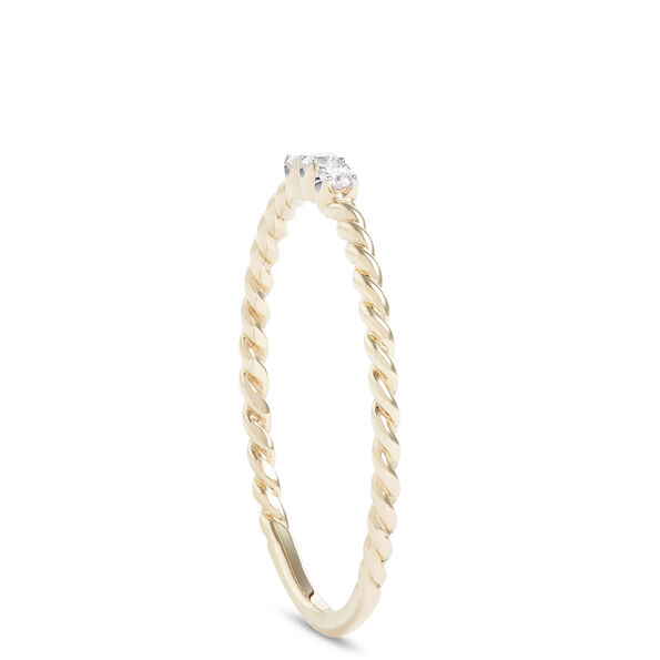 Braided Two Tone Diamond Promise Ring, 14K Mixed Gold