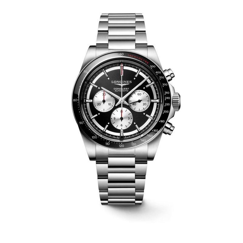 Longines Conquest Chronograph Black Dial Watch, 42mm image number 0