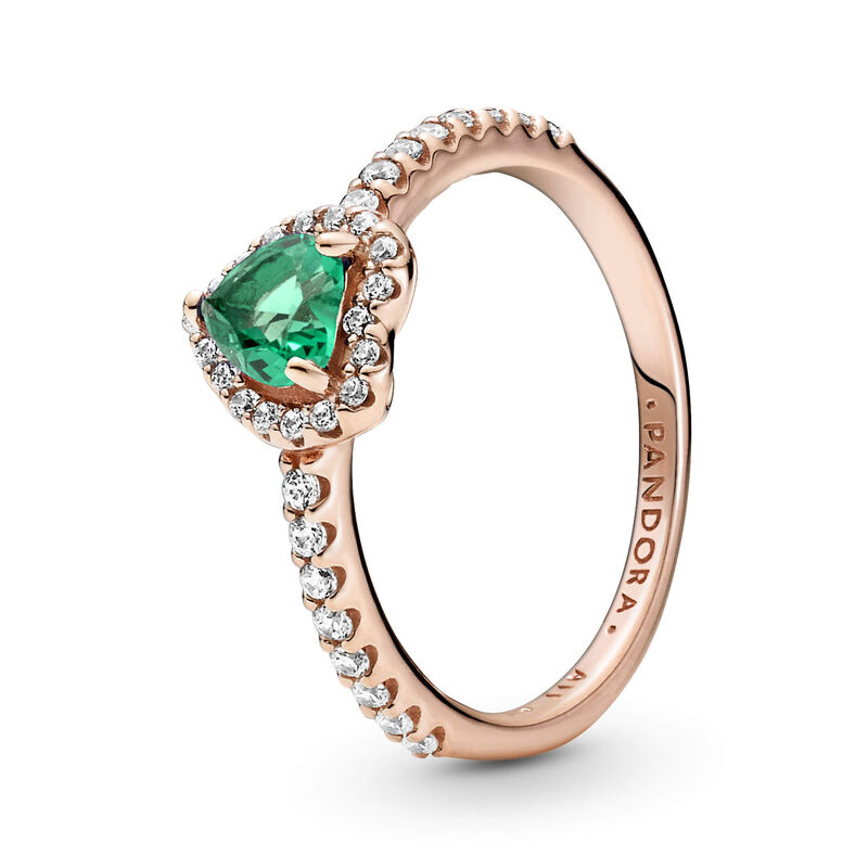 Pandora Sparkling Elevated Green Crystal Heart & CZ Ring image number 0