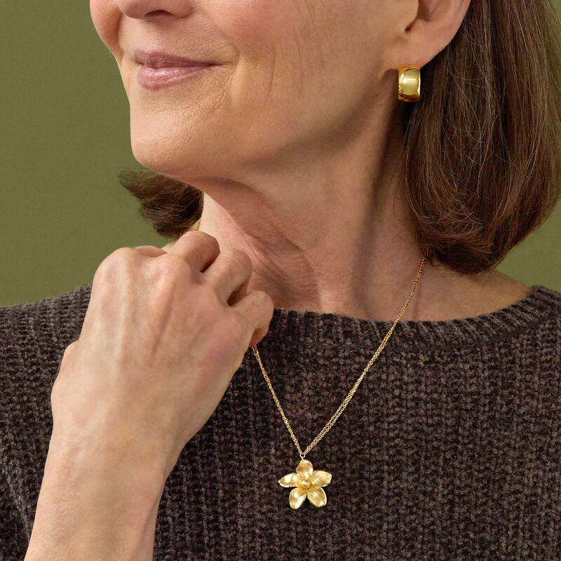 Toscano 9.9MM Chunky Hoop Earrings, 14K Yellow Gold image number 2