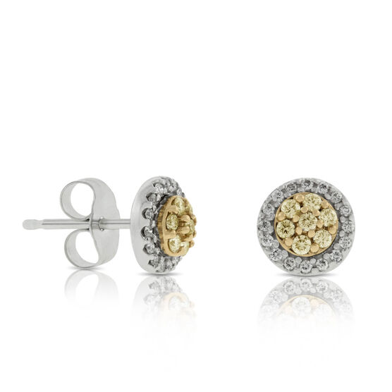 Yellow & White Diamond Earrings 14K