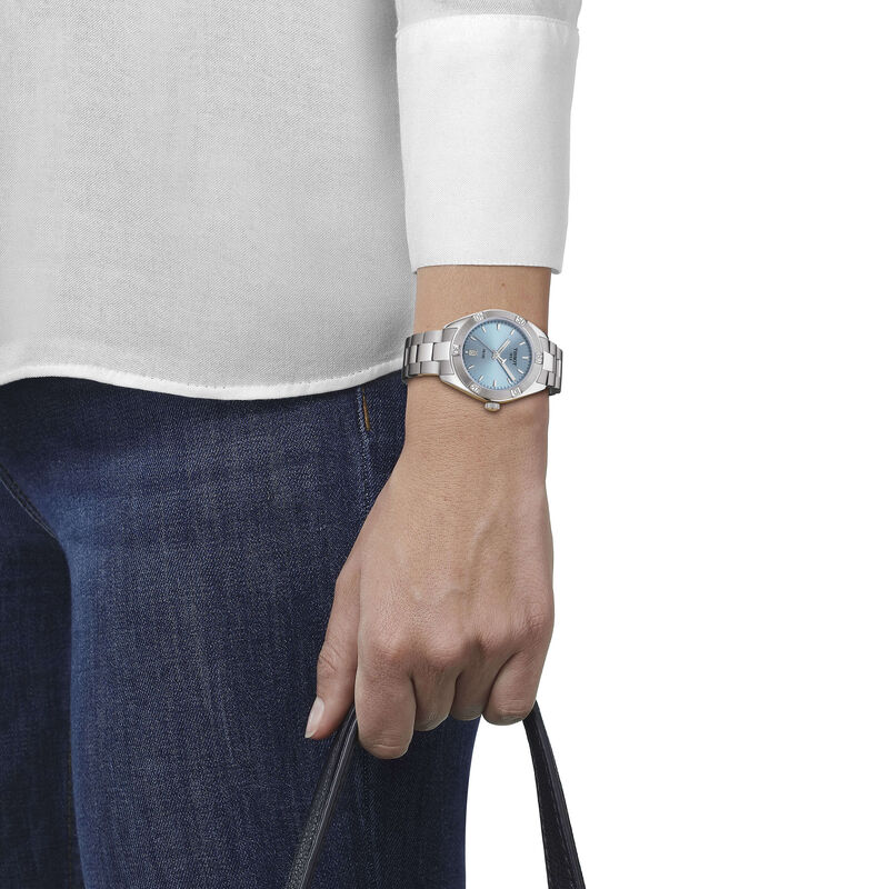 Tissot PR 100 Lady Sport Chic Light Blue Steel Quartz Watch, 36mm image number 2