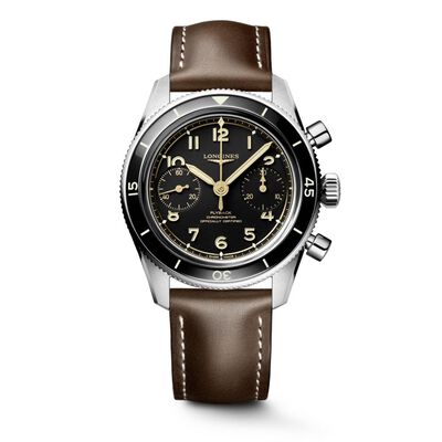 Longines Spirit Pilot Flyback Black Dial Watch, 39.5mm