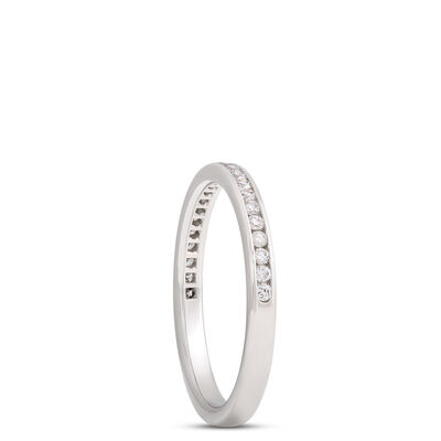Platinum Band With Channel Set Round Diamonds