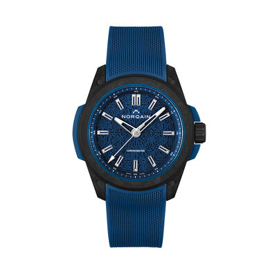 Norqain Independence Wild One Watch Blue Case Blue Rubber Mesh Strap, 42mm