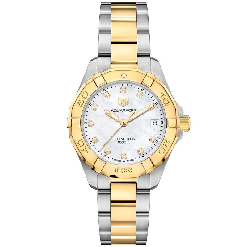 TAG Heuer Aquaracer Quartz Ladies Mother of Pearl Steel & Yellow Gold Plated Watch image number 0