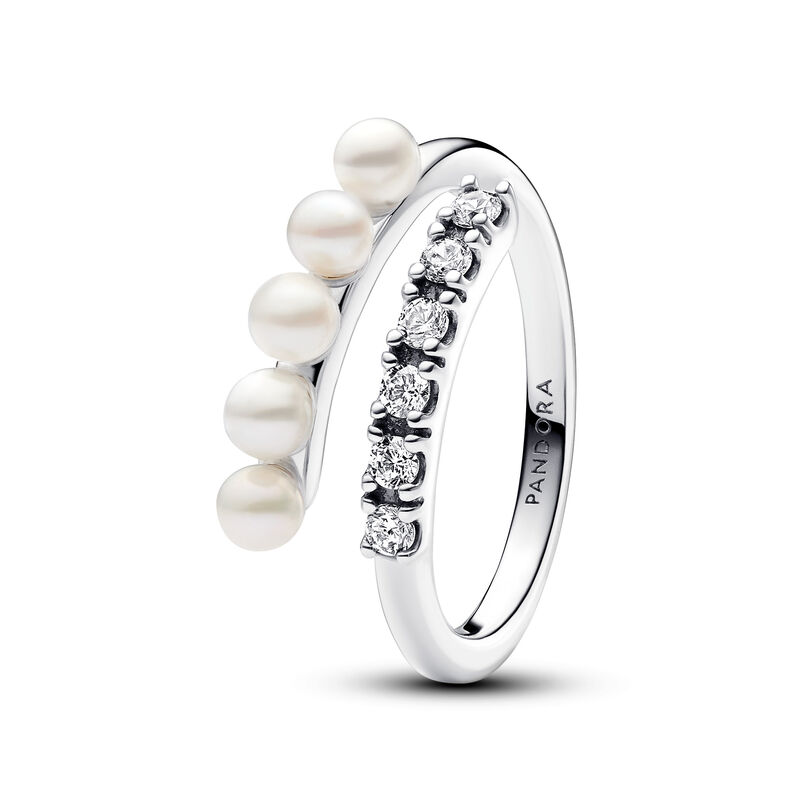 Pandora Treated Freshwater Cultured Pearls & Pav� Open Ring image number 0