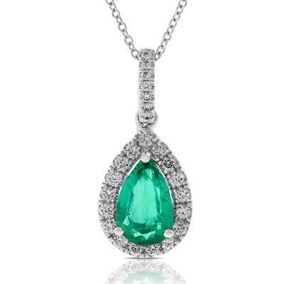 Emerald & Diamond Pendant 14K