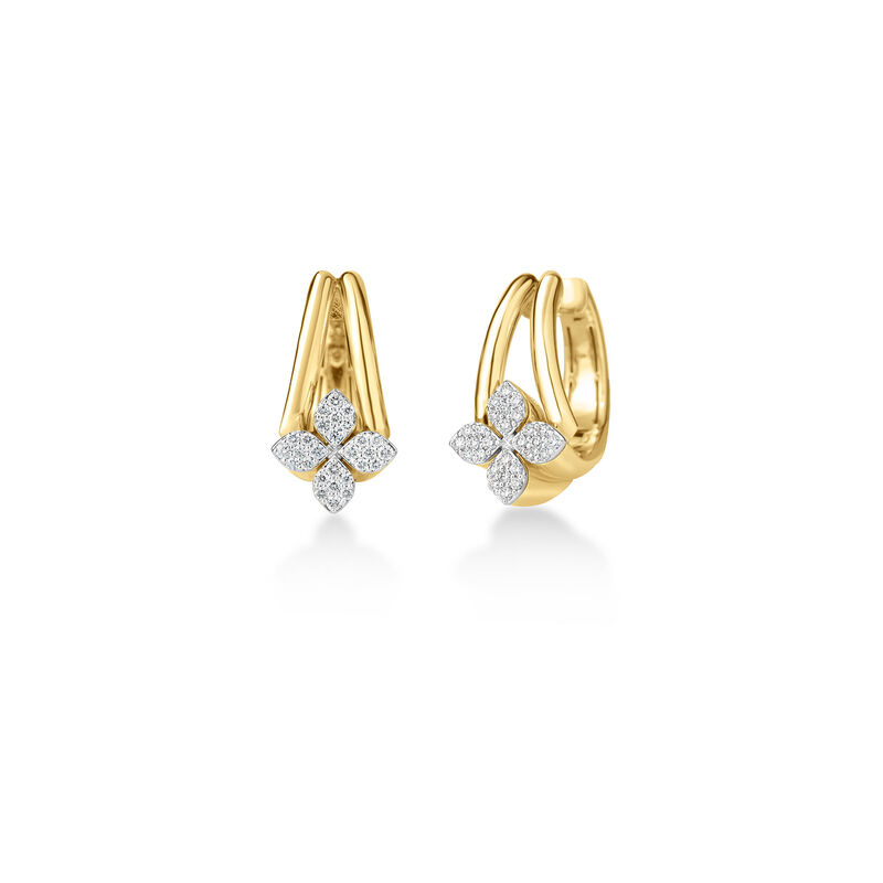 Roberto Coin 18K Yellow and White Gold Love In Verona Pave Diamond Flower Multi Band Hoop Earrings image number 0