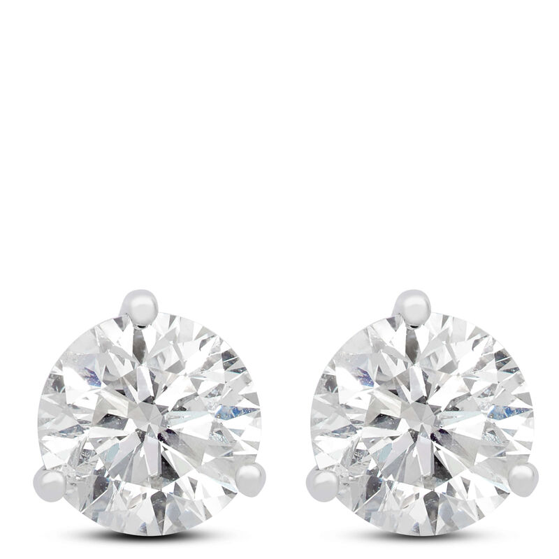 Diamond Solitaire Earrings 14K White Gold, 2 ct. image number 0