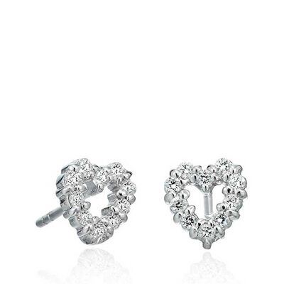 Roberto Coin Tiny Treasures Diamond Heart Stud Earrings 18K