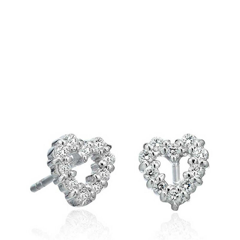 Roberto Coin Tiny Treasures Diamond Heart Stud Earrings 18K image number 1