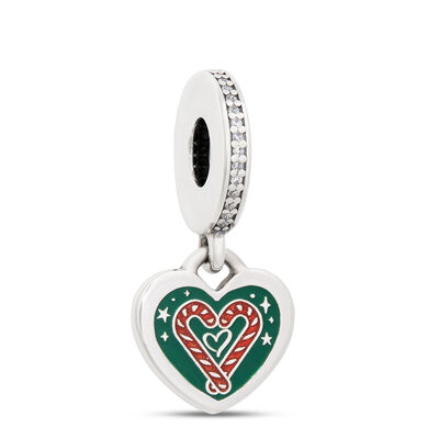 Pandora Candy Cane Heart Bead Charm
