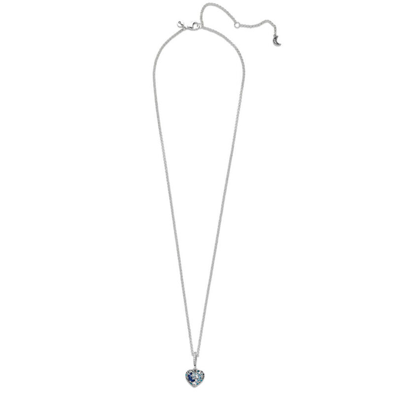 Pandora Sparkling Blue Moon & Stars Crystal & CZ Heart Necklace image number 3