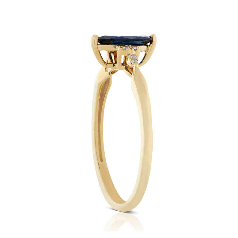 Marquise Sapphire & Diamond Ring 14K image number 1