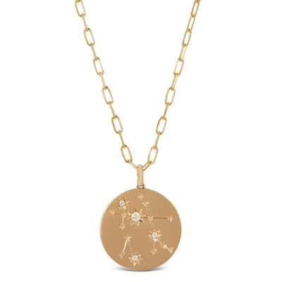 Ikuma Canadian Diamond Gemini Zodiac Necklace, 14K Yellow Gold