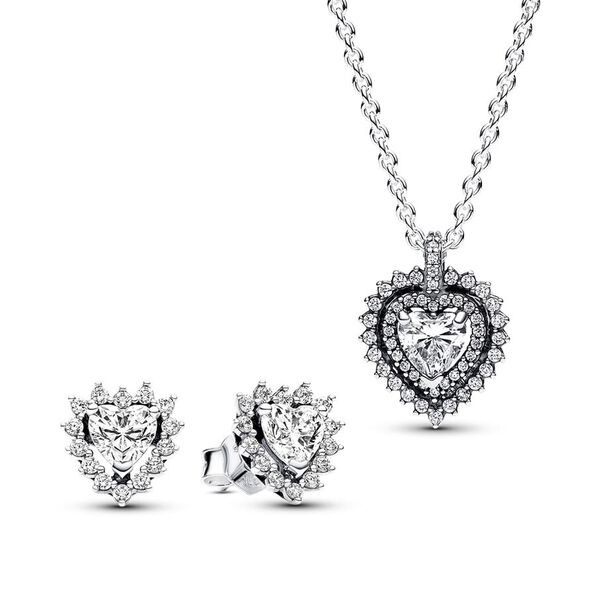 Pandora Sparkling Double Heart Halo Jewelry Gift Set