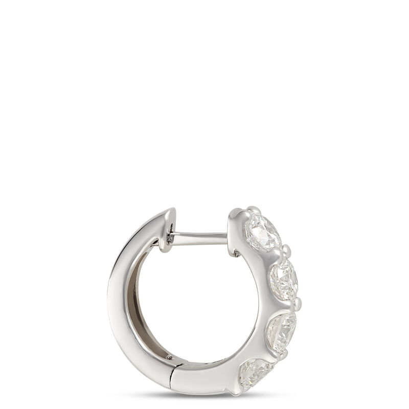 Oval Hoop Diamond Earrings, 2 Total Carat Weight, 14K White Gold image number 1