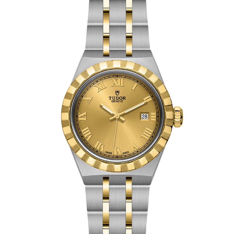 TUDOR Royal Watch Steel Case Champagne Dial Steel and Gold Bracelet, 28mm image number 1